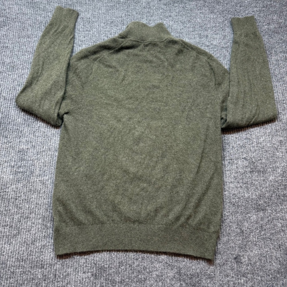Cashmere Lands End Quarter Zip Sweater Mens Large Green Knit Pullover Preppy - Picture 8 of 11